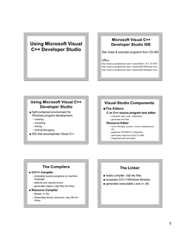 Using Microsoft Visual C++ Developer Studio
