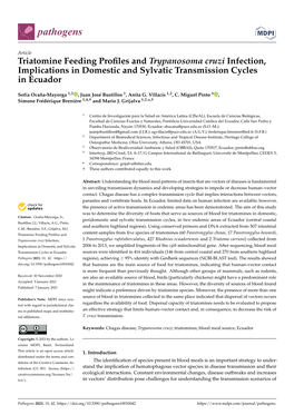 Triatomine Feeding Profiles and Trypanosoma Cruzi Infection, Implications in Domestic and Sylvatic Transmission Cycles in Ecuado