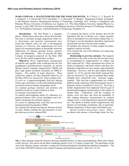 Fig. 1. Mars Geologic Timescale (Bottom) Showing Simplified History of Major Geomorphologic (Blue) and Volcanic Events (Brown)