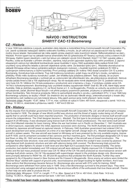NÁVOD / INSTRUCTION SH48117 CAC-13 Boomerang 1/48