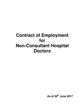 Contract of Employment for Non-Consultant Hospital Doctors