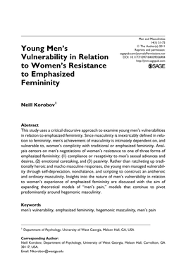 Young Men's Vulnerability in Relation to Women's Resistance To