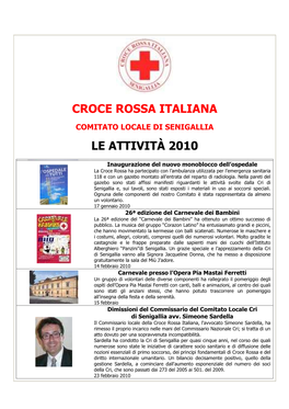 Croce Rossa Italiana Le Attività 2010