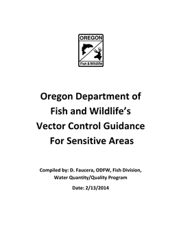 Oregon Department of Fish and Wildlife's Vector Control Guidance