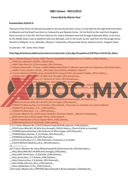 1881 Census ‐ RG11/2215