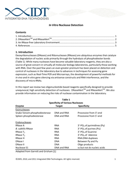 In Vitro Nuclease Detection