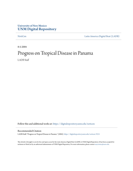 Progress on Tropical Disease in Panama LADB Staff