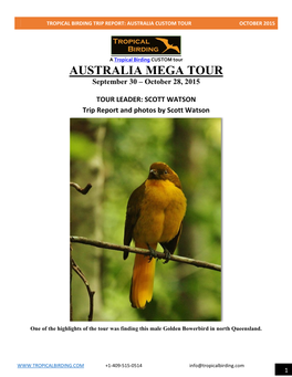 AUSTRALIA MEGA TOUR September 30 – October 28, 2015