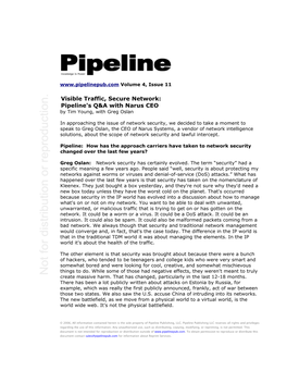 Visible Traffic, Secure Network: Pipeline's Q&A with Narus