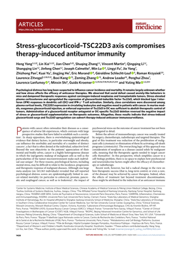 Stress–Glucocorticoid–TSC22D3 Axis Compromises Therapy-Induced Antitumor Immunity