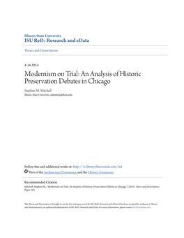 Modernism on Trial: an Analysis of Historic Preservation Debates in Chicago Stephen M