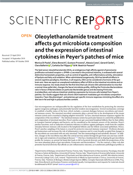 Oleoylethanolamide Treatment Affects Gut Microbiota Composition and The