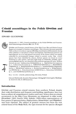 Crinoid Assemblages in the Polish Givetian and Frasnian