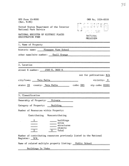 NPS Form 10-9000 0MB No. 1024-0018 (Rev. 8-86)