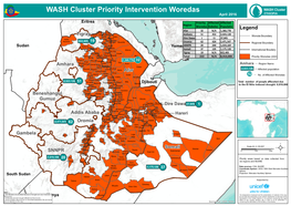 WASH Cluster Priority Intervention Woredas April 2016