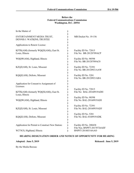 Hearing Designation Order and Notice of Opportunity for Hearing