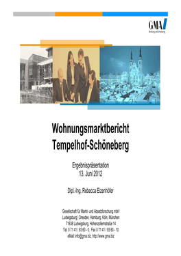 Wohnungsmarktbericht Tempelhof-Schöneberg