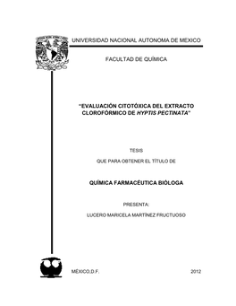 Evaluación Citotóxica Del Extracto Clorofórmico De