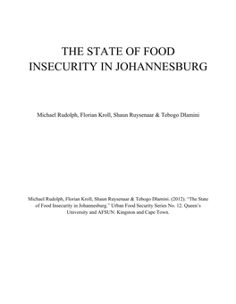 The State of Food Insecurity in Johannesburg