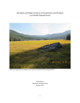 Bryophyte and Sedge Inventory of Groundwater-Rich Wetlands on Umatilla National Forest