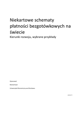 Niekartowe Schematy Płatności Bezgotówkowych Na Świecie Kierunki Rozwoju, Wybrane Przykłady