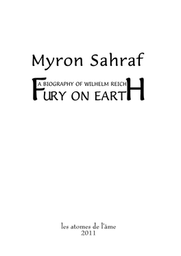 Fury on Earth: a Biography of Wilhelm Reich