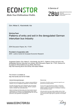 Patterns of Entry and Exit in the Deregulated German Interurban Bus Industry