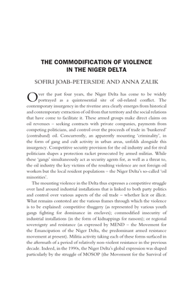 The Commodification of Violence in the Niger Delta