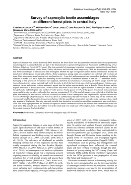 Survey of Saproxylic Beetle Assemblages at Different Forest Plots in Central Italy