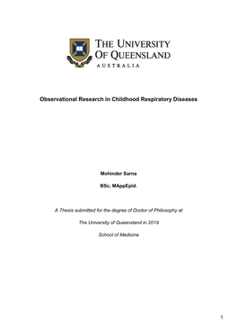 Observational Research in Childhood Respiratory Diseases
