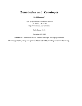 Zonohedra and Zonotopes