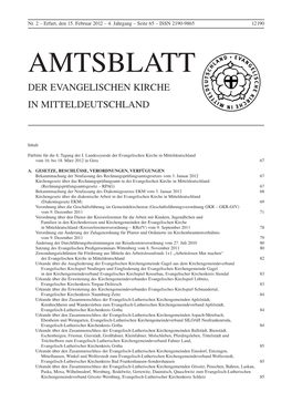 Amtsblatt Der Evangelischen Kirche in Mitteldeutschland