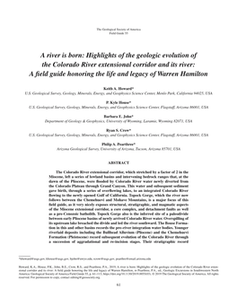 Highlights of the Geologic Evolution of the Colorado River Extensional Corridor and Its River: a Field Guide Honoring the Life and Legacy of Warren Hamilton