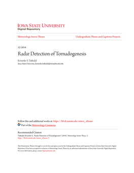 Radar Detection of Tornadogenesis Kristofer S