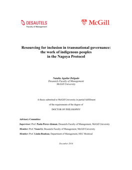 Resourcing for Inclusion in Transnational Governance: the Work of Indigenous Peoples in the Nagoya Protocol