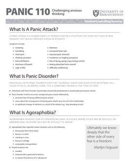 PANIC 110 Thinking Student Counselling Services What Is a Panic Attack?