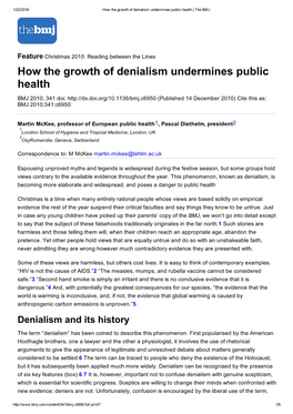 How the Growth of Denialism Undermines Public Health | the BMJ