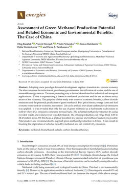 Assessment of Green Methanol Production Potential and Related Economic and Environmental Beneﬁts: the Case of China