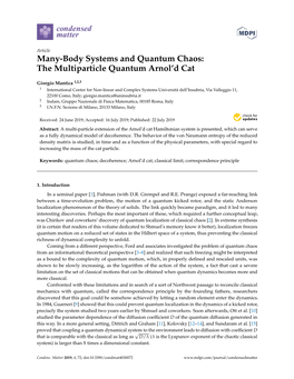 Many-Body Systems and Quantum Chaos: the Multiparticle Quantum Arnol’D Cat