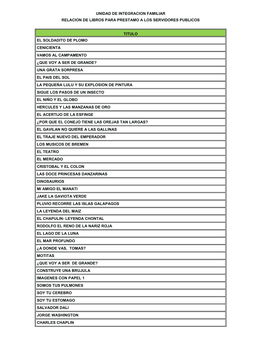 Unidad De Integracion Familiar Relacion De Libros Para Prestamo a Los Servidores Publicos Titulo El Soldadito De Plomo Cenicient