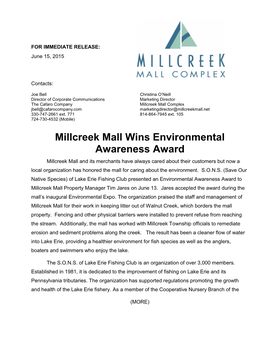 Millcreek Mall Wins Environmental Awareness Award