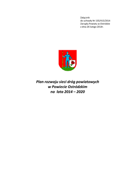 Plan Rozwoju Sieci Dróg Powiatowych W Powiecie Ostródzkim Na Lata 2014 – 2020