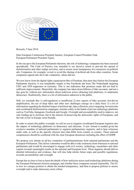 Brussels, 5 June 2019, Dear European Commission President
