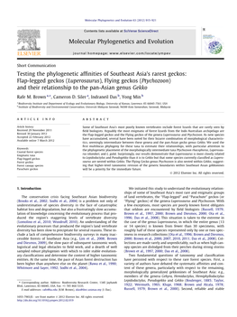 (Luperosaurus), Flying Geckos (Ptychozoon) and Their Relationship to the Pan-Asian Genus Gekko ⇑ Rafe M