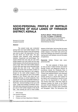 8. Socio-Personal Profile of Buffalo Keepers of Kole Lands of Thrissur