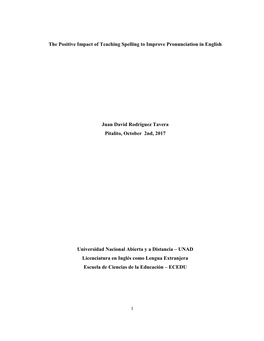 The Positive Impact of Teaching Spelling to Improve Pronunciation in English