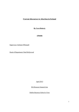 Current Discourses to Abortion in Ireland