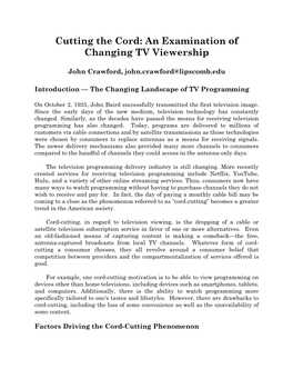 Cutting the Cord: an Examination of Changing TV Viewership