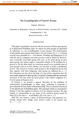 The Crystallography of Coxeter Groups