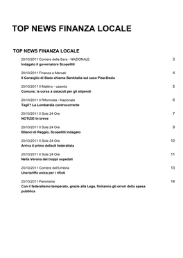 Top News Finanza Locale